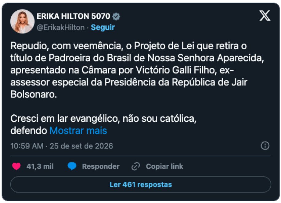 Aparecida censura Mendonça